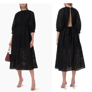 NWT Rhode | Amara Cutout Broderie-Anglaise Cotton Dress in Black